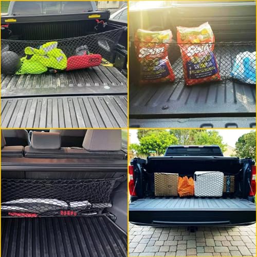 AuyNeas for Dodge Ram 1500 Envelope Style Truck Bed Cargo Net Fits 20132024 2025 2026 Ram 1500 Accessories Cargo Net for Pickup Truck Bed Heavy Duty Carabiners - Image 3