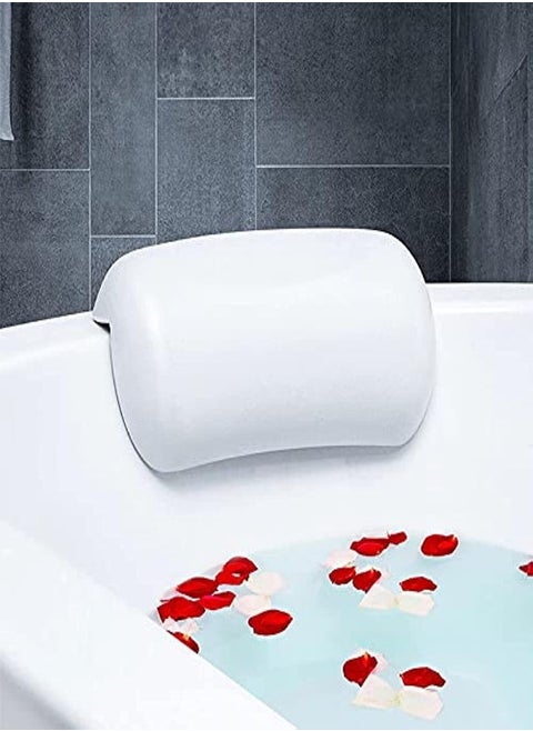 SPA Bath Pillow Non-slip Bathtub Headrest Soft Waterproof Bath Pillows with Suction Cups Easy To Clean Bathroom Accessories (Color : White)