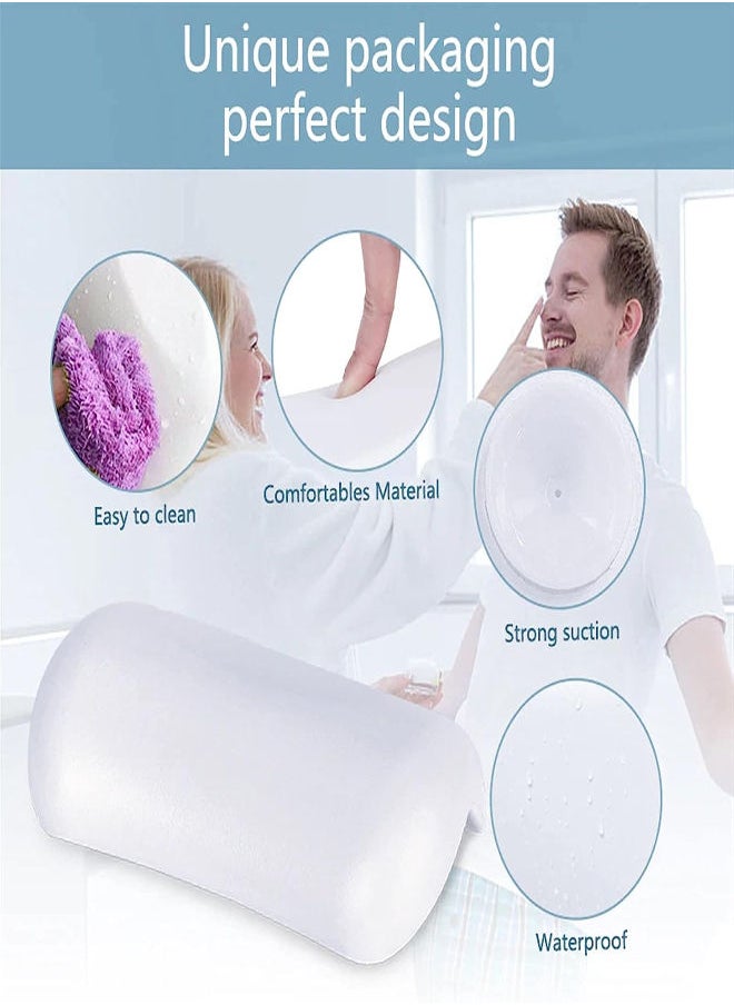SPA Bath Pillow Non-slip Bathtub Headrest Soft Waterproof Bath Pillows with Suction Cups Easy To Clean Bathroom Accessories (Color : White)