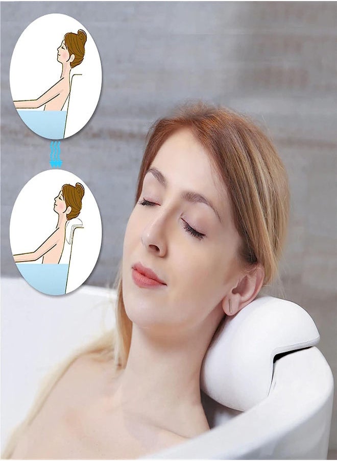 SPA Bath Pillow Non-slip Bathtub Headrest Soft Waterproof Bath Pillows with Suction Cups Easy To Clean Bathroom Accessories (Color : White)