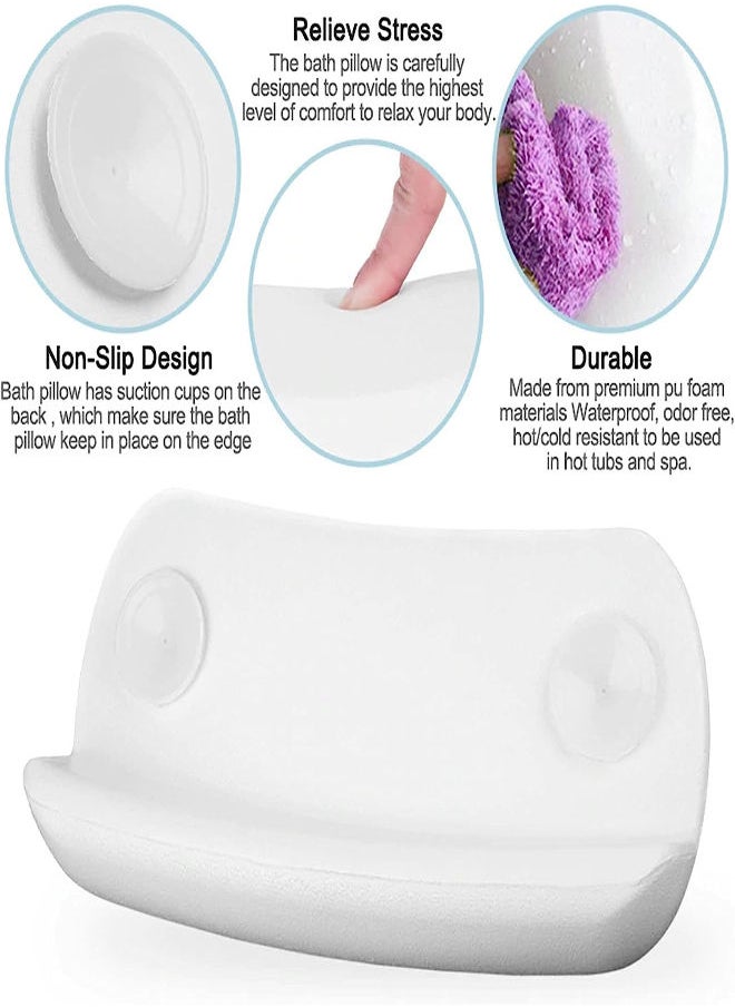 SPA Bath Pillow Non-slip Bathtub Headrest Soft Waterproof Bath Pillows with Suction Cups Easy To Clean Bathroom Accessories (Color : White)