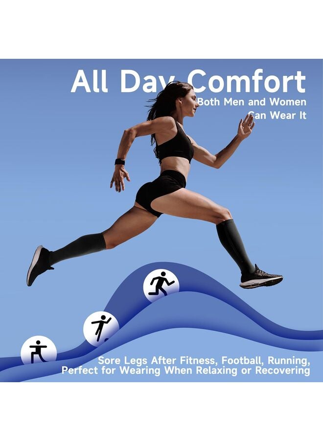 2PCS Zipper Compression Socks Women Men Calf Knee High 15-30mmHg Open Toe Compression Stocking suit for Walking XL - Image 3