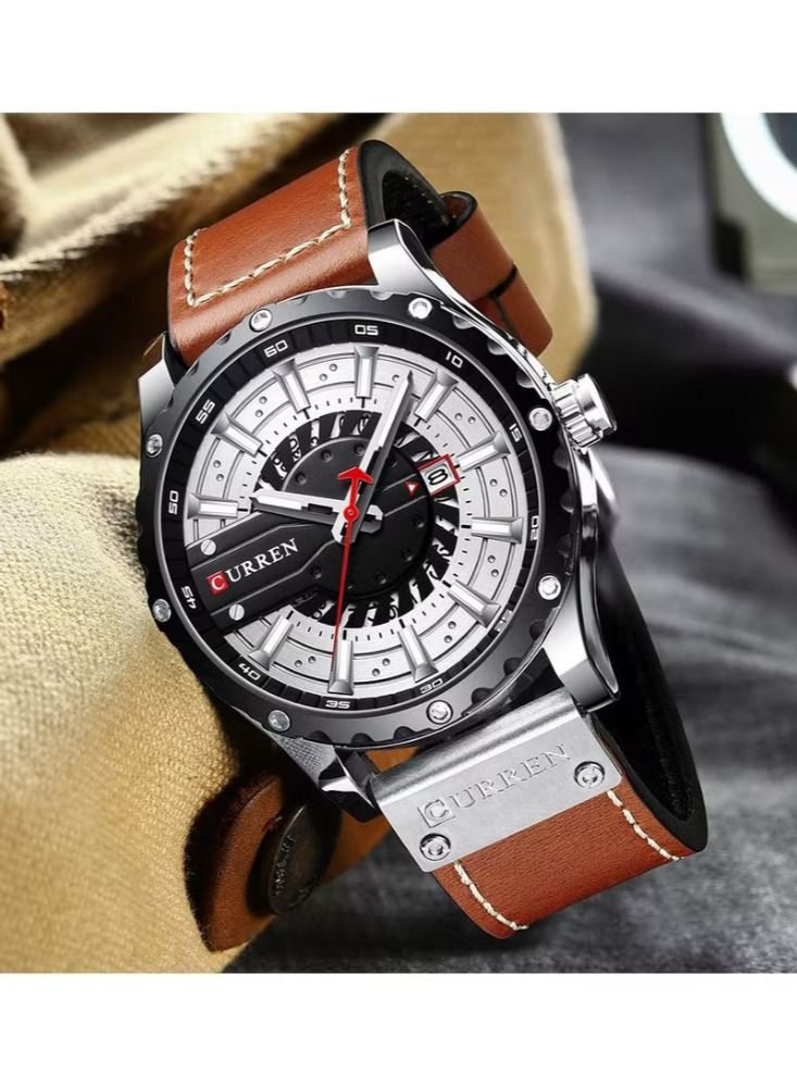 CURREN 8374 Luxury Fashion Casual Sport Watches for Men Leather Wrist Watch Man Clock Fashion Men Wristwatch - Image 1