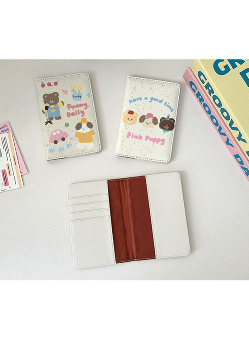 Cartoon Pet 2 Passport Holder Multi-Function Card Holder Passport Protection Cover, Id Card Storage Cover Boy And Girl Card Holder Pu Leather Travel Id Card Holder, Travel Accessories - Image 3