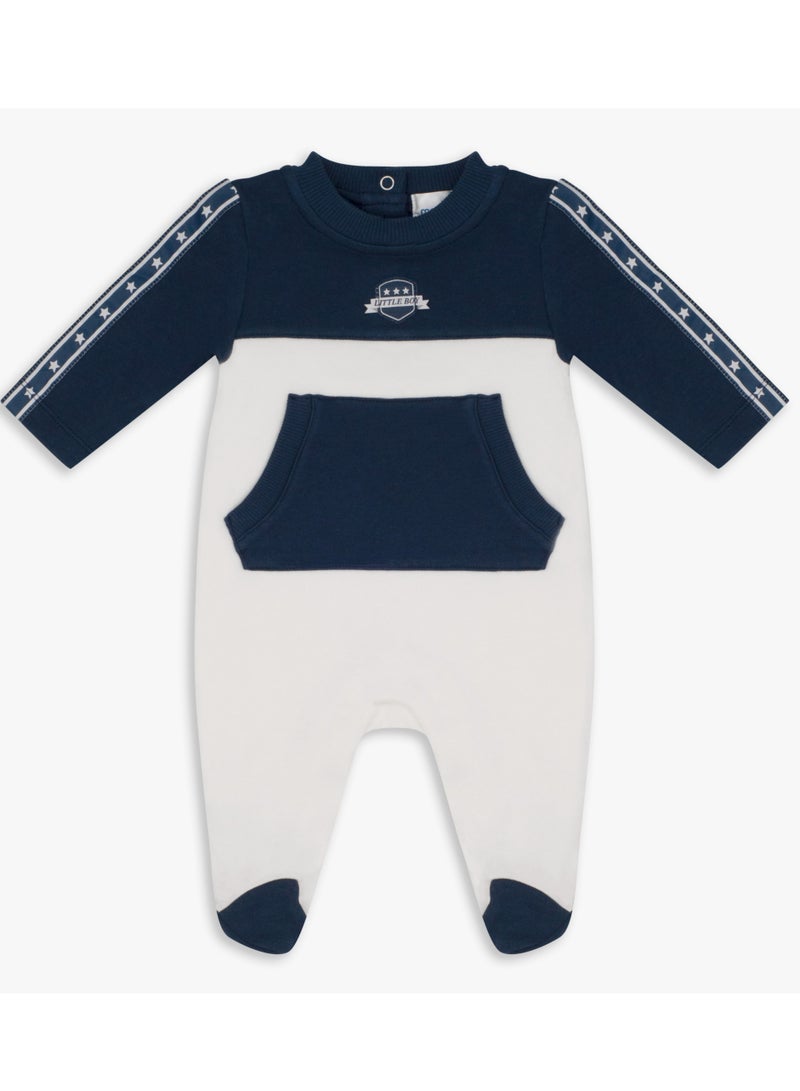 Moon بدلة نوم قمر 100% قطن 1-3 أشهر زرقاء - رياضية بحرية - Image 1