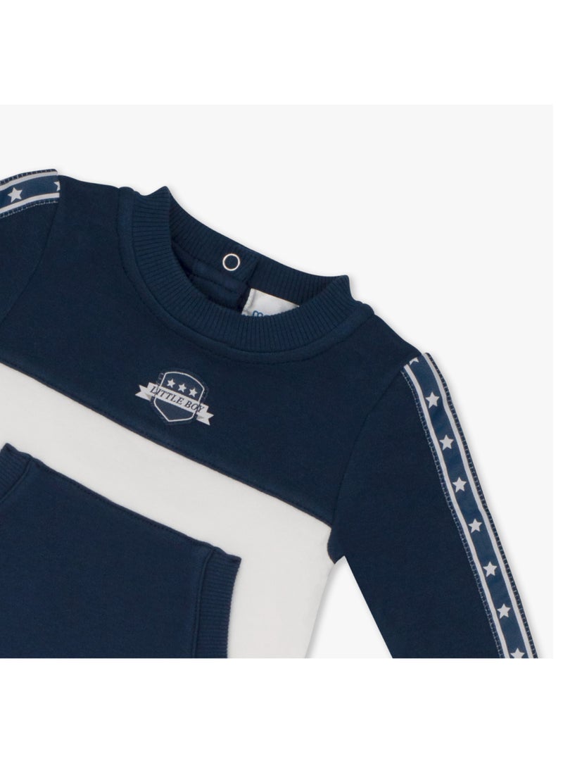 Moon بدلة نوم قمر 100% قطن 1-3 أشهر زرقاء - رياضية بحرية - Image 3