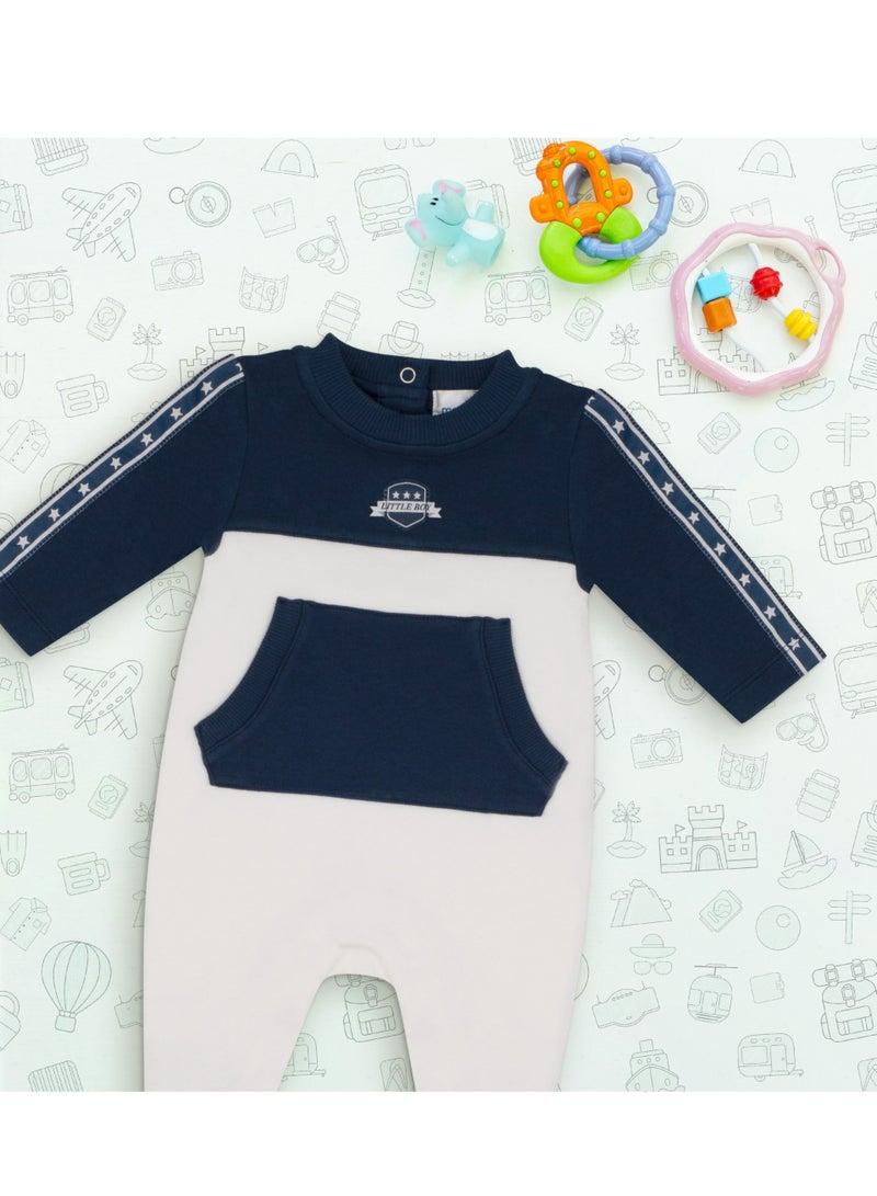 Moon بدلة نوم قمر 100% قطن 1-3 أشهر زرقاء - رياضية بحرية - Image 5