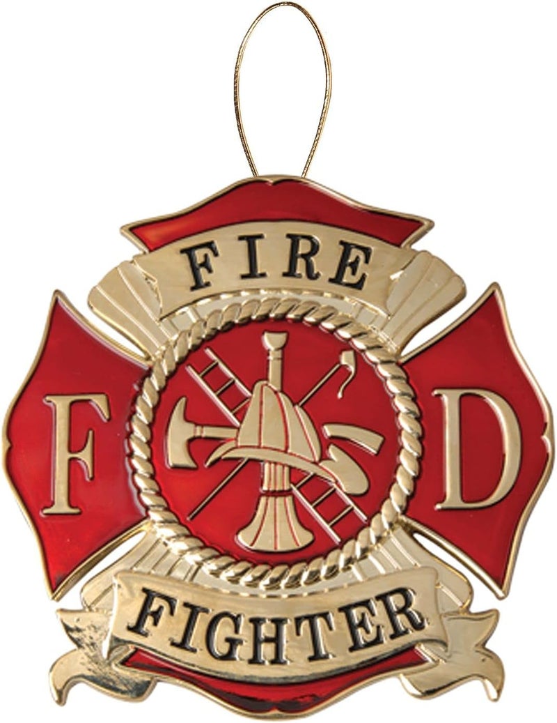 Allied Flag Firefighter Heroes Series Holiday Ornament - Officially Licensed Firefighter Medallion - Die Cast Metal - Image 1