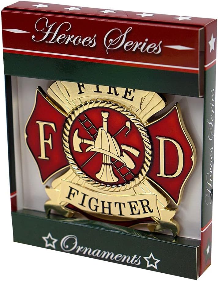 Allied Flag Firefighter Heroes Series Holiday Ornament - Officially Licensed Firefighter Medallion - Die Cast Metal - Image 2
