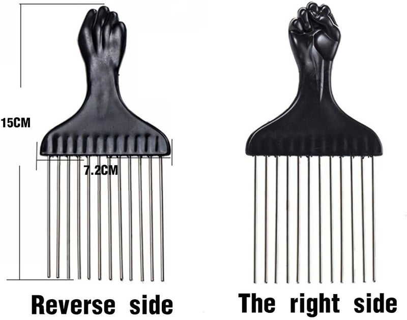 ALKAYAN 1 Piece Afro Metal Comb Afro Pick Comb Hairdressing Comb Hair Brush, Wide Too... - Image 2