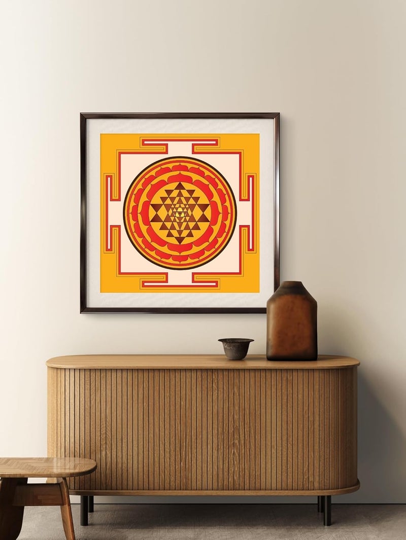 GravityEffects - Sri Yantra Wall Art, Digital Vastu Painting in Frame, Trendy Office, Home Decor, Vedic Shree Yantra, Health Wealth and Prosperity Painting, Gifting Purposes (12x12 Inch Frame)  - Image 5