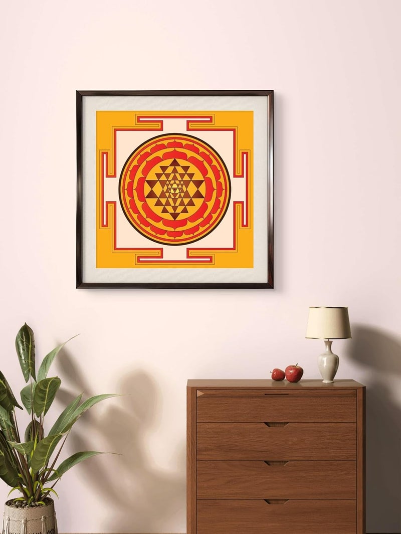 GravityEffects - Sri Yantra Wall Art, Digital Vastu Painting in Frame, Trendy Office, Home Decor, Vedic Shree Yantra, Health Wealth and Prosperity Painting, Gifting Purposes (12x12 Inch Frame)  - Image 4