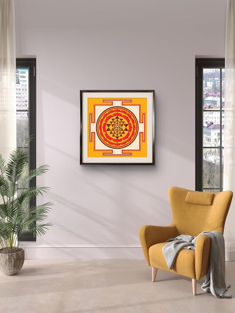 GravityEffects - Sri Yantra Wall Art, Digital Vastu Painting in Frame, Trendy Office, Home Decor, Vedic Shree Yantra, Health Wealth and Prosperity Painting, Gifting Purposes (12x12 Inch Frame)  - Image 3