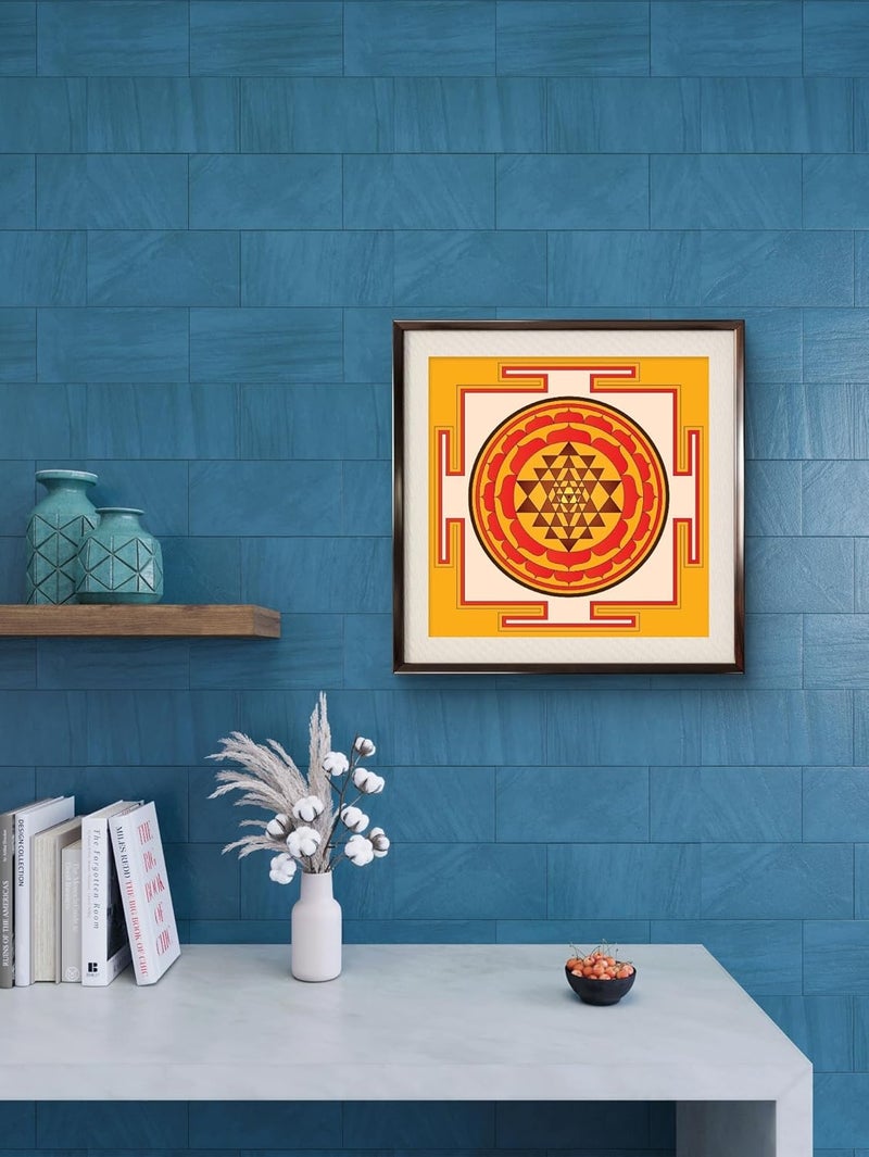 GravityEffects - Sri Yantra Wall Art, Digital Vastu Painting in Frame, Trendy Office, Home Decor, Vedic Shree Yantra, Health Wealth and Prosperity Painting, Gifting Purposes (12x12 Inch Frame)  - Image 2