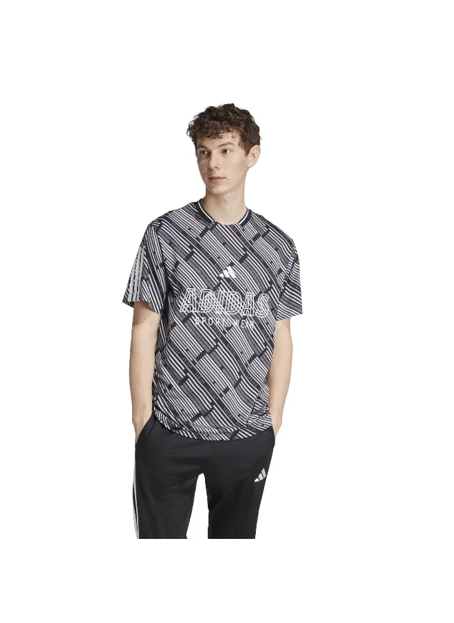 Adidas Adidas U Hot Aop Tee Black Training T-Shirts For Unisex Xs