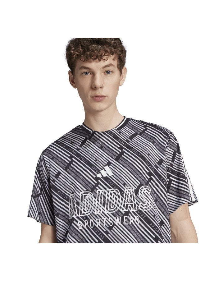 Adidas Adidas U Hot Aop Tee Black Training T-Shirts For Unisex Xs  - Image 5