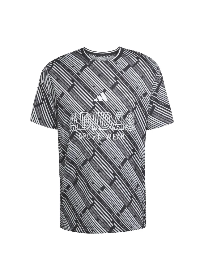 Adidas Adidas U Hot Aop Tee Black Training T-Shirts For Unisex Xs