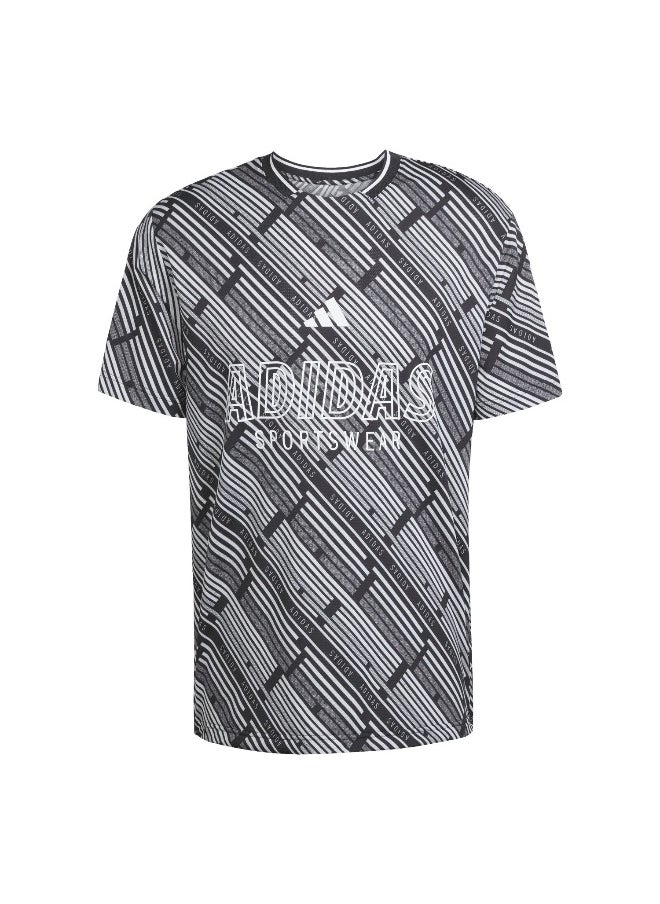 Adidas Adidas U Hot Aop Tee Black Training T-Shirts For Unisex Xs  - Image 1
