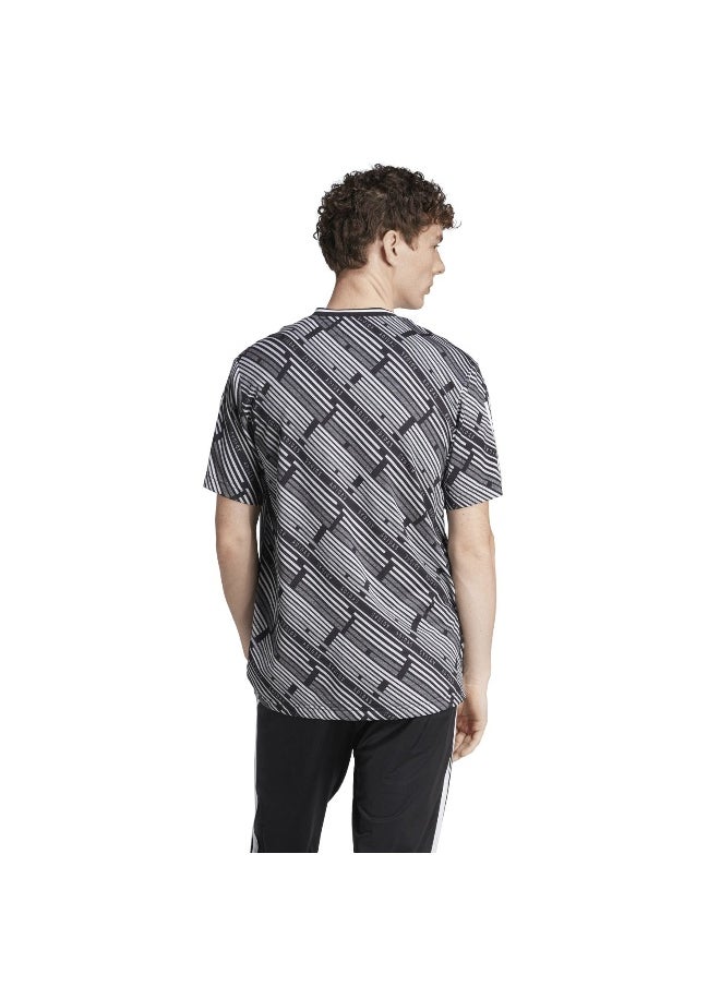 Adidas Adidas U Hot Aop Tee Black Training T-Shirts For Unisex Xs  - Image 3