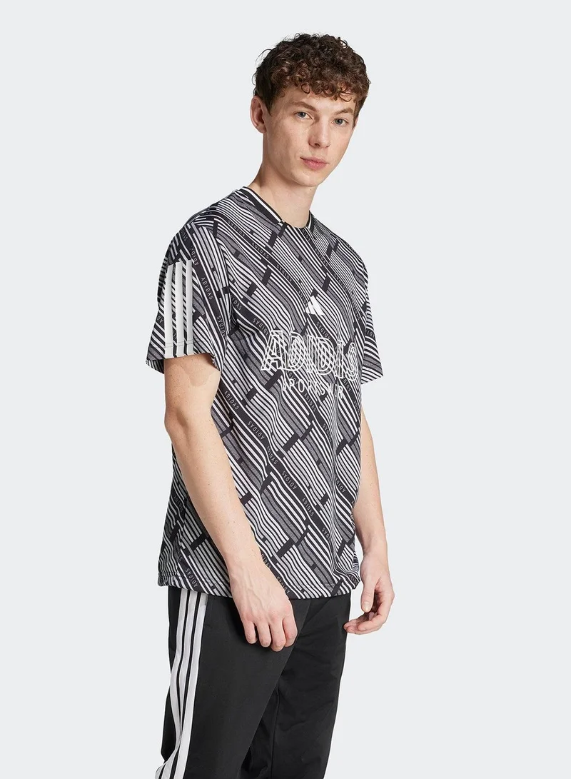 Adidas U Hot Aop Tee Black Training T-Shirts For Unisex Xs