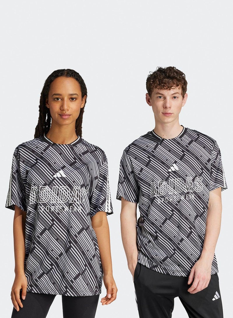 Adidas U Hot Aop Tee Black Training T-Shirts For Unisex Xs - Image 1