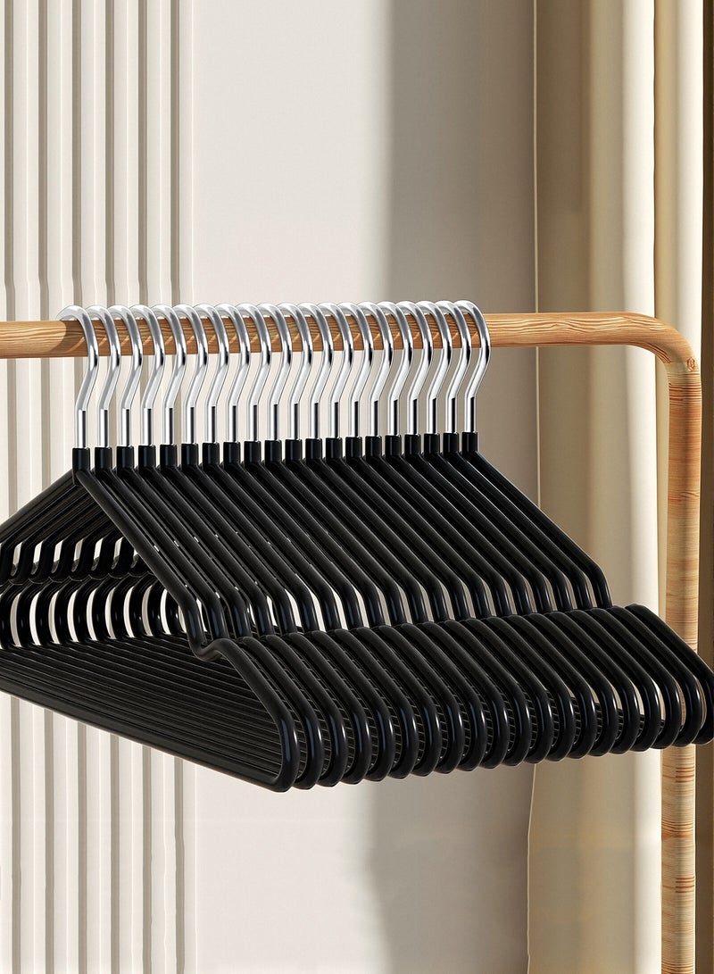 20 Piece Heavy Duty 70g Non Slip Rubber Coated Clothes Hangers Strong Plastic Hangers with Chrome Hook Space Saving Adult Hangers for Shirts Coats Jackets Black - Image 1
