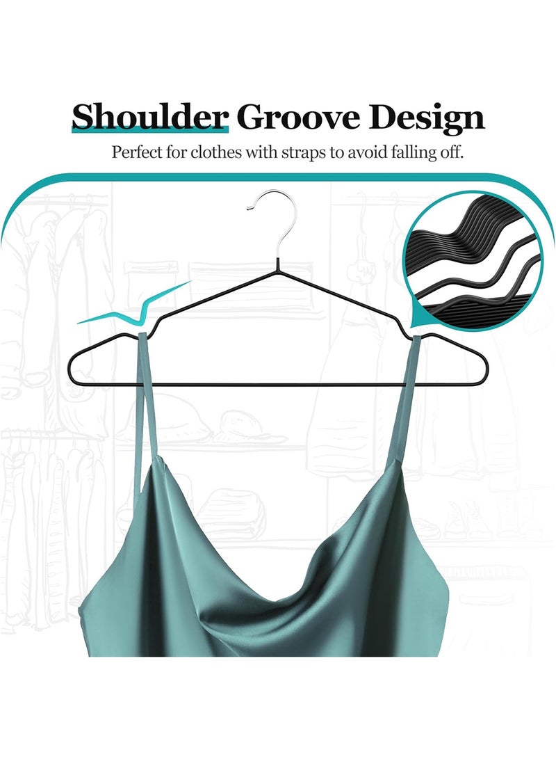 20 Piece Heavy Duty 70g Non Slip Rubber Coated Clothes Hangers Strong Plastic Hangers with Chrome Hook Space Saving Adult Hangers for Shirts Coats Jackets Black - Image 3
