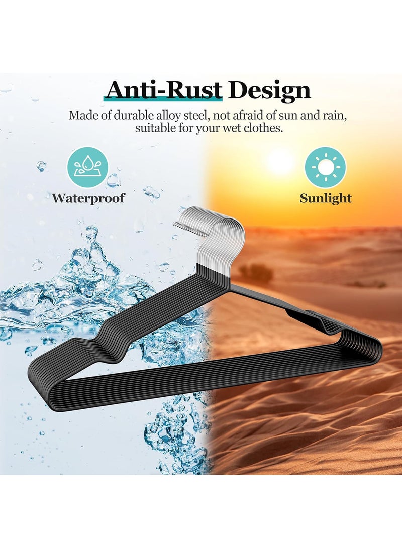 20 Piece Heavy Duty 70g Non Slip Rubber Coated Clothes Hangers Strong Plastic Hangers with Chrome Hook Space Saving Adult Hangers for Shirts Coats Jackets Black - Image 5