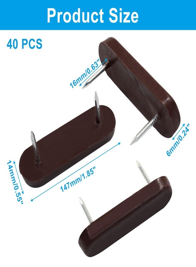 Unlorspy 40Pcs Plastic Head Double Pins Furniture Chair Leg Pins in Brown Bed Skirt Holding Pins for Bedskirts and Slipcovers (Brown) - Image 2