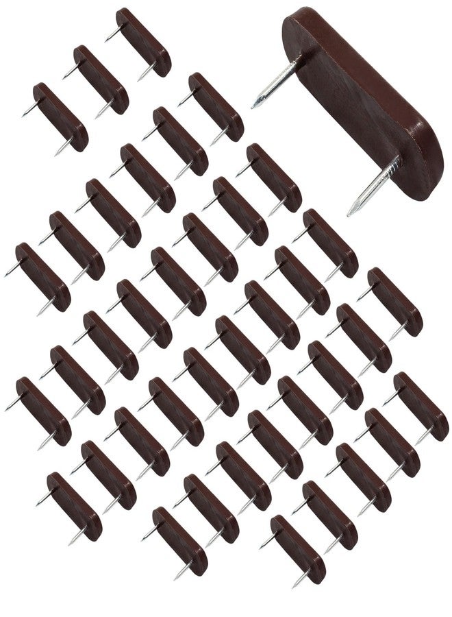 Unlorspy 40Pcs Plastic Head Double Pins Furniture Chair Leg Pins in Brown Bed Skirt Holding Pins for Bedskirts and Slipcovers (Brown) - Image 1
