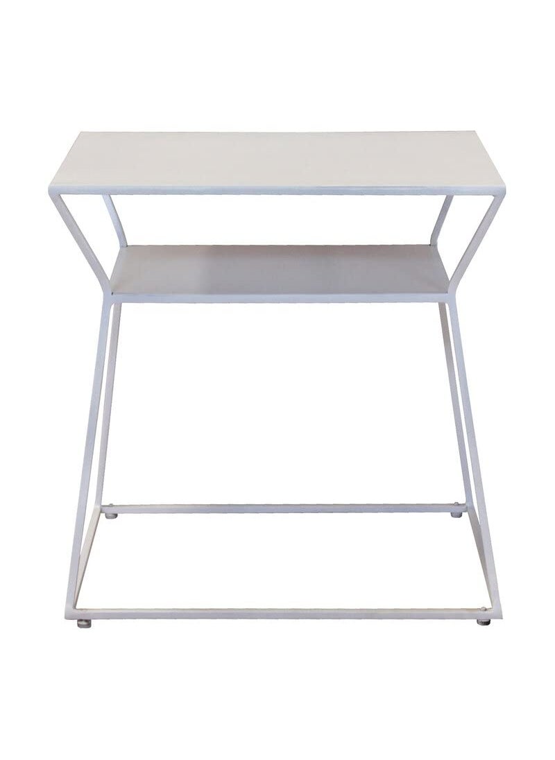 INDIAN DECOR INDIAN DECOR 48388 New 19 Tall Frame End Table Side Table with Storage Shelf Minimalistic Metal AccentEnd Furniture Unit for Living Room Dorm Office and Bedroom White 