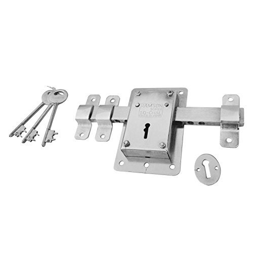 RAMSON 10 Chal Key Door Lock (Silver, Painted Finish) - Image 1