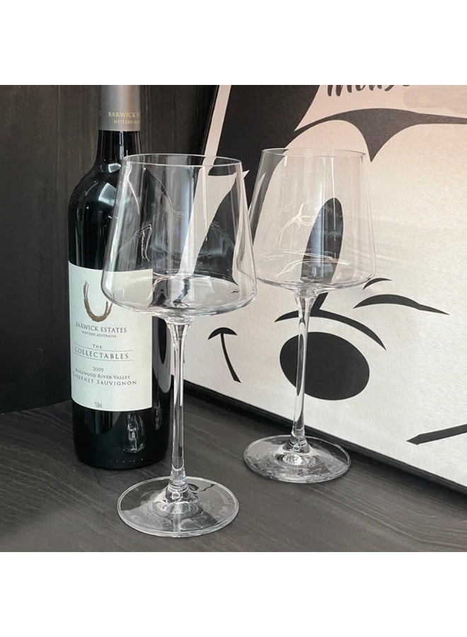 480ml Red Wine Glasses Set of 4-LeadFree Crystal Wine Glass with Tall Long Stem, Hand Blown Italian Style Stemmed Square Wine Glasses Gifts for Home Party - Image 5