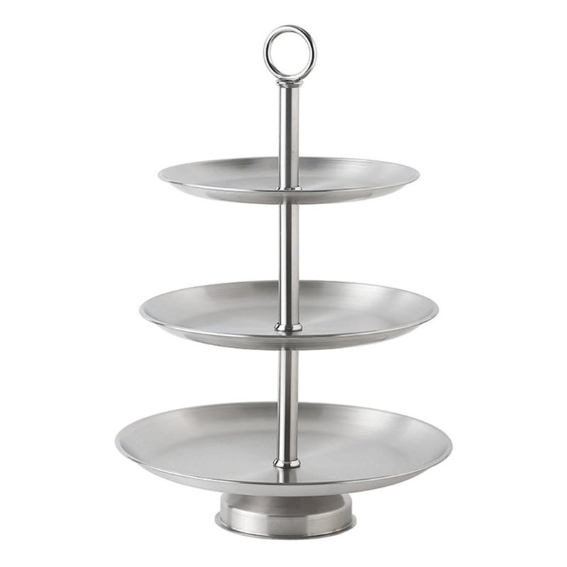 Jilukibo Metal 3 Tier Round Serving Tray Cupcake Dessert Appetizer Stand Stainless Steel Cake Cupcake Tower Stand Holder for Home Garden Display Wedding Bridal Shower Birthday Party Supplies Silver - Image 2