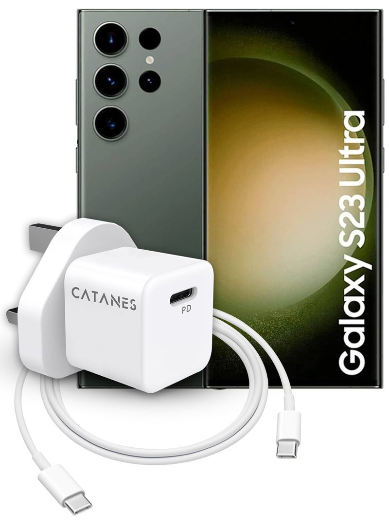 CATANES 25W PD Fast Charger Adapter Type C 3Pins with 1m Cable Type C for Samsung Galaxy S23 Ultra and S24 Ultra / White  - Image 1