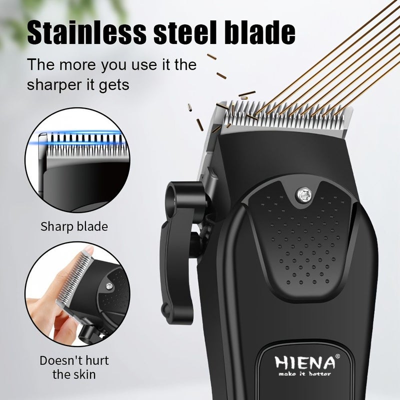 USB Rechargeable Mens Hair Clipper Black Adjustable Headband LED Display Precision Comb - Image 3