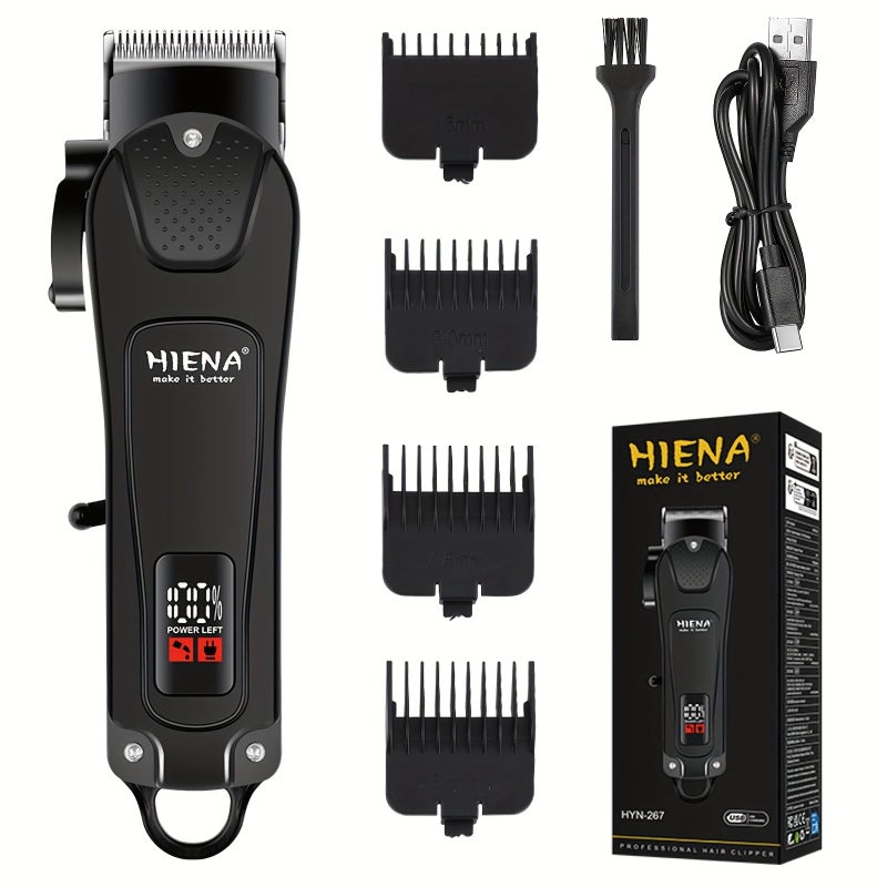 USB Rechargeable Mens Hair Clipper Black Adjustable Headband LED Display Precision Comb - Image 1