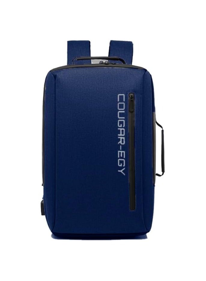 حقيبة ظهر كوغار إيجي للرجال للمدرسة حقيبة ظهر للكمبيوتر المحمول - حقيبة ظهر مقاومة للماء للكمبيوتر المحمول مقاس 15.6 بوصة مع منفذ USB ومقبض سحب (8000) - أزرق - Image 2