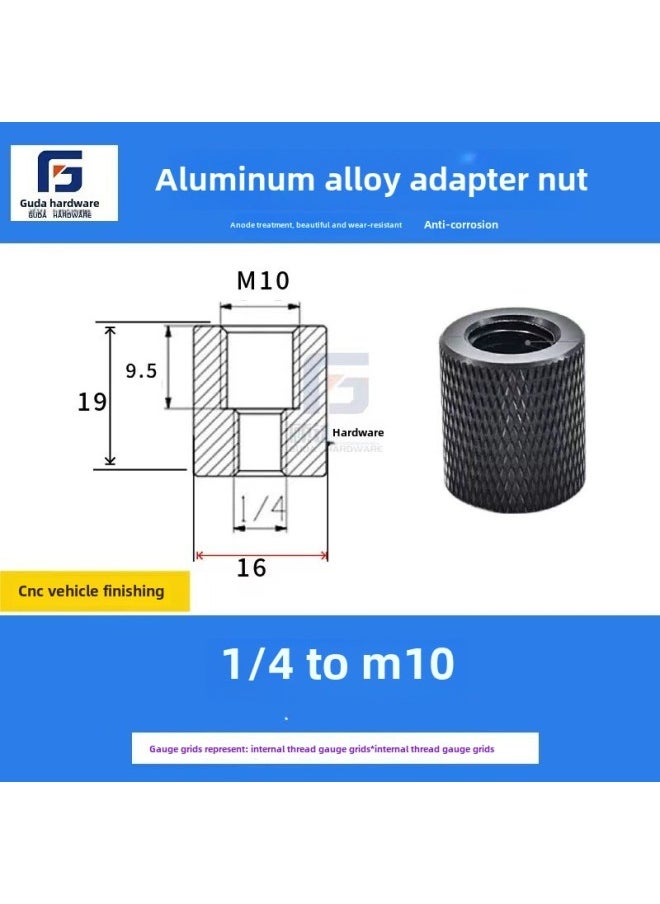 Tripod Bracket 1/4 Screw Adapter 3/8 Interface Microphone Pan/tilt Camera Accessories Aluminum Alloy Mutual Rotation Nut-Color:1/4 Female To M6 (bright Silver)  - Image 3