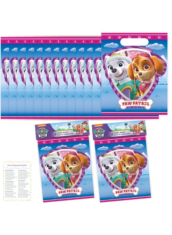 Unique - Unique Paw Patrol Party Favor Bags Set - 16 Girl Paw Patrol Goodie Bags, Checklist - Skye Paw Patrol Birthday Decorations Girl, Paw Patrol Everest and Skye Birthday Decorations - Image 1