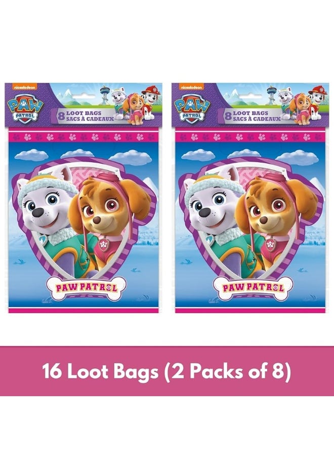 Unique - Unique Paw Patrol Party Favor Bags Set - 16 Girl Paw Patrol Goodie Bags, Checklist - Skye Paw Patrol Birthday Decorations Girl, Paw Patrol Everest and Skye Birthday Decorations - Image 1