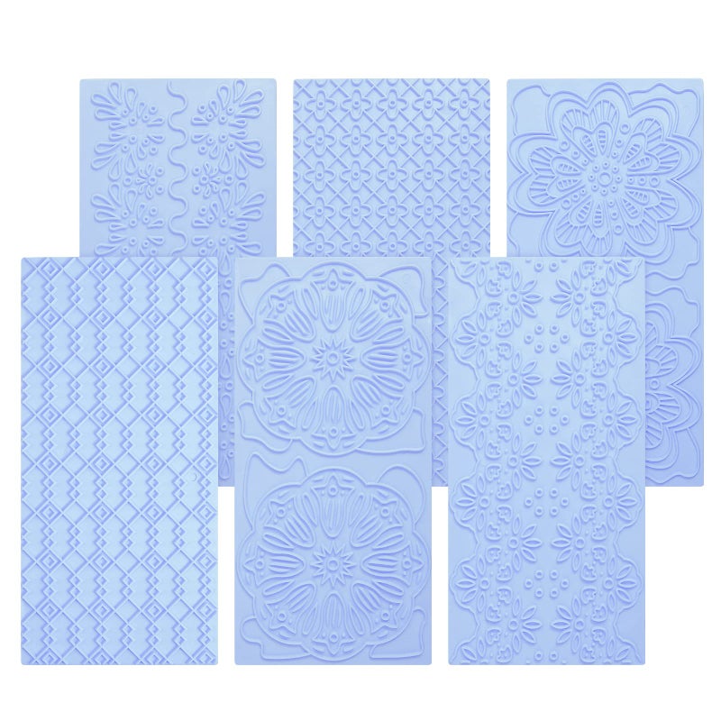 Grosun 6 Packs Fondant Impression Mat Fondant Texture Mats Clay Mold Set Lace Embossing Mat Fondant Cake Embossed Impression Sheets for Cake Decorating - Image 1