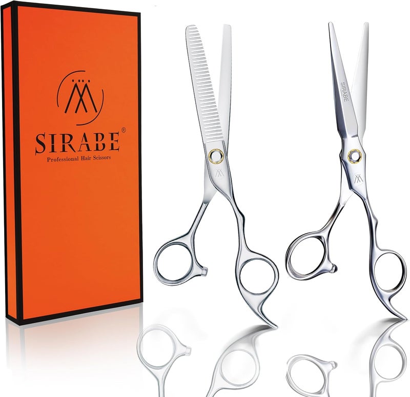 Sirabe Hair Scissors Set Professional Hair Scissors Right Hand Razor Edge Barber Shears Trimming Haircut Scissors for Men and Women Japanese Stainless Steel for Home Salon Hairdressing