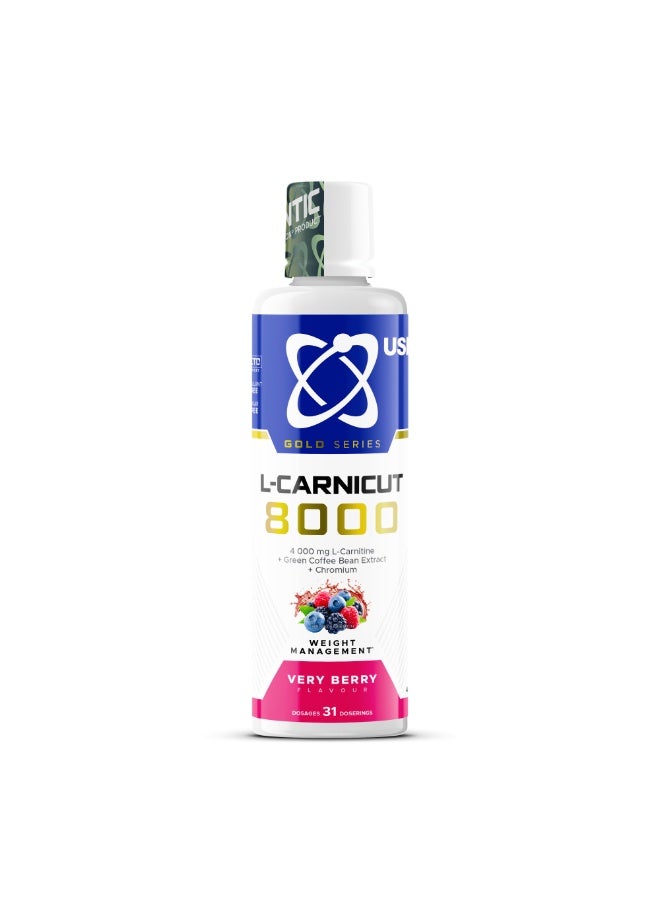 USN L-Carnitine 8000 Liquid 456ml – Very Berry Flavor - Image 1