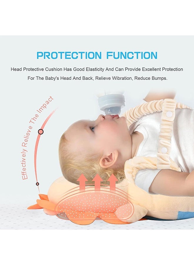 WINEENEE Baby Head Protector, PP Cotton Filling Baby Head Protector Backpack, Adjustable Baby Head Protection Safety Pad Backpack Wear for Crawling (lion) - Image 4