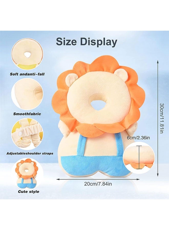 WINEENEE Baby Head Protector, PP Cotton Filling Baby Head Protector Backpack, Adjustable Baby Head Protection Safety Pad Backpack Wear for Crawling (lion) - Image 2