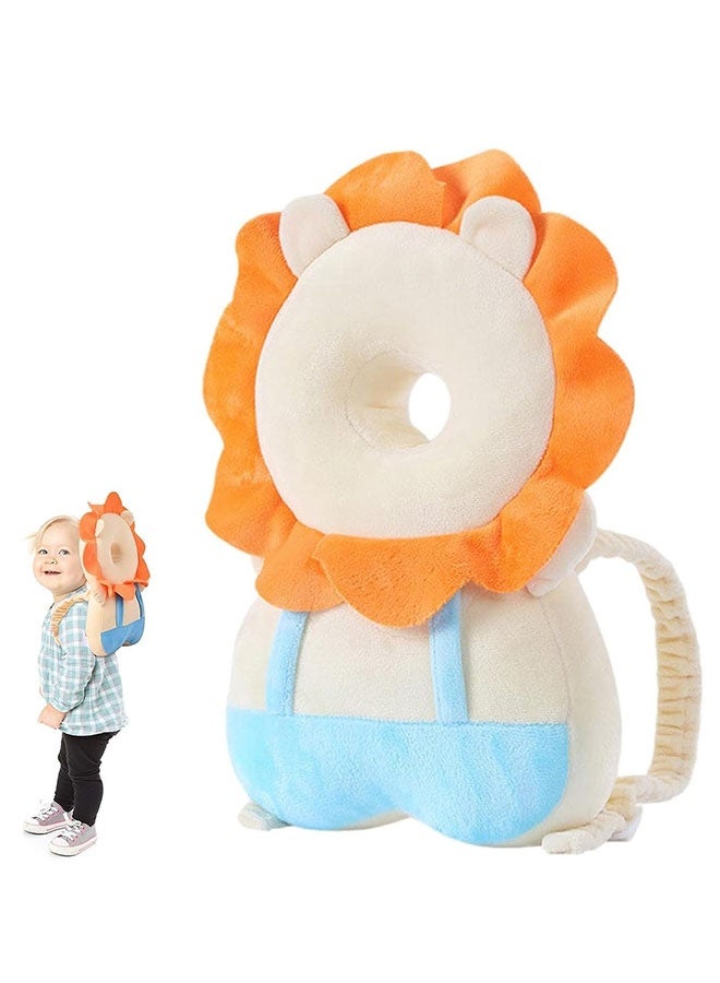 WINEENEE Baby Head Protector, PP Cotton Filling Baby Head Protector Backpack, Adjustable Baby Head Protection Safety Pad Backpack Wear for Crawling (lion) - Image 1
