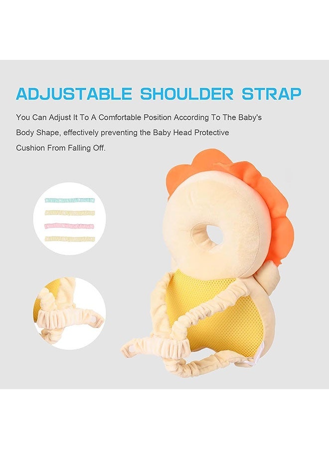 WINEENEE Baby Head Protector, PP Cotton Filling Baby Head Protector Backpack, Adjustable Baby Head Protection Safety Pad Backpack Wear for Crawling (lion) - Image 3