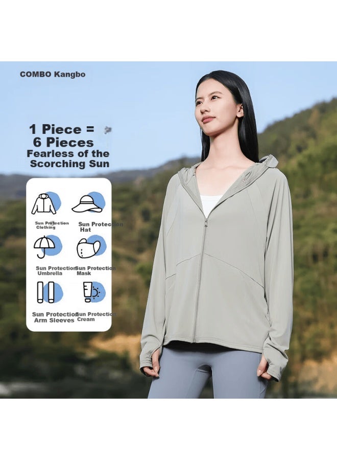 Combo Summer New Self-operated Women's Sun Protection Jacket Uv Protection Outdoor Breathable Thin Ice Silk Cycling Coat Sunproof Clothing