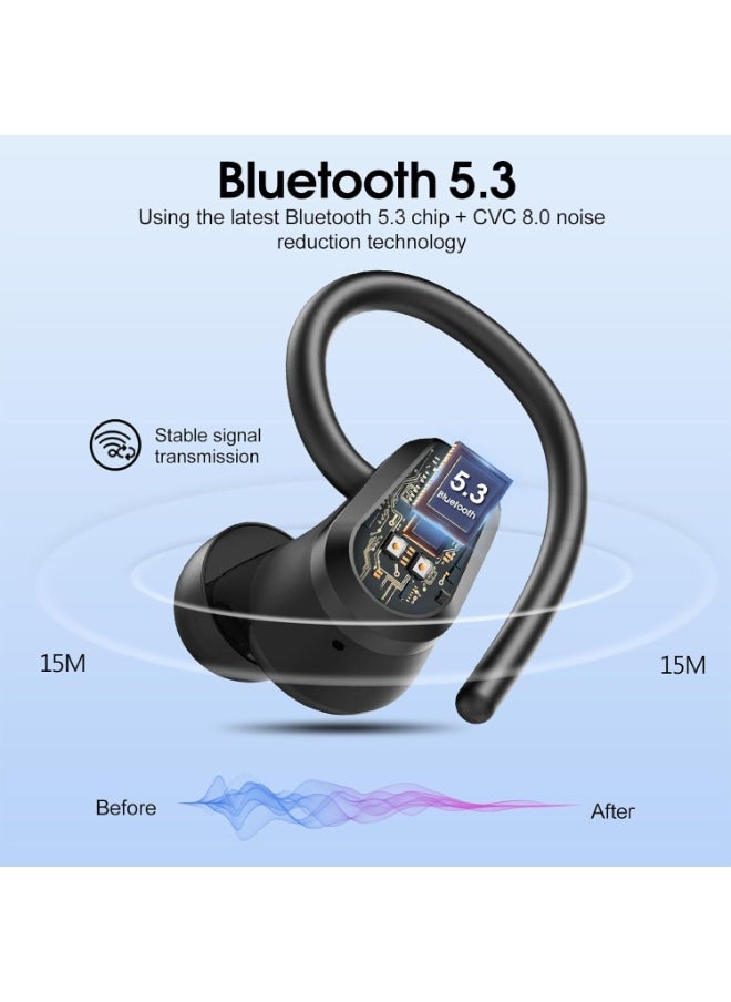 Generic Wireless Earbuds, Bluetooth 5.3 Headphones Sport, In Ear buds Wireless Earbuds Bluetooth 50H Playtime LED Display, Deep Bass Stereo Noise Cancelling Headphones, IP7 Waterproof Earphones  - Image 1